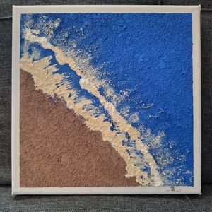 Abstract Blue and Brown Textured Canvas Art